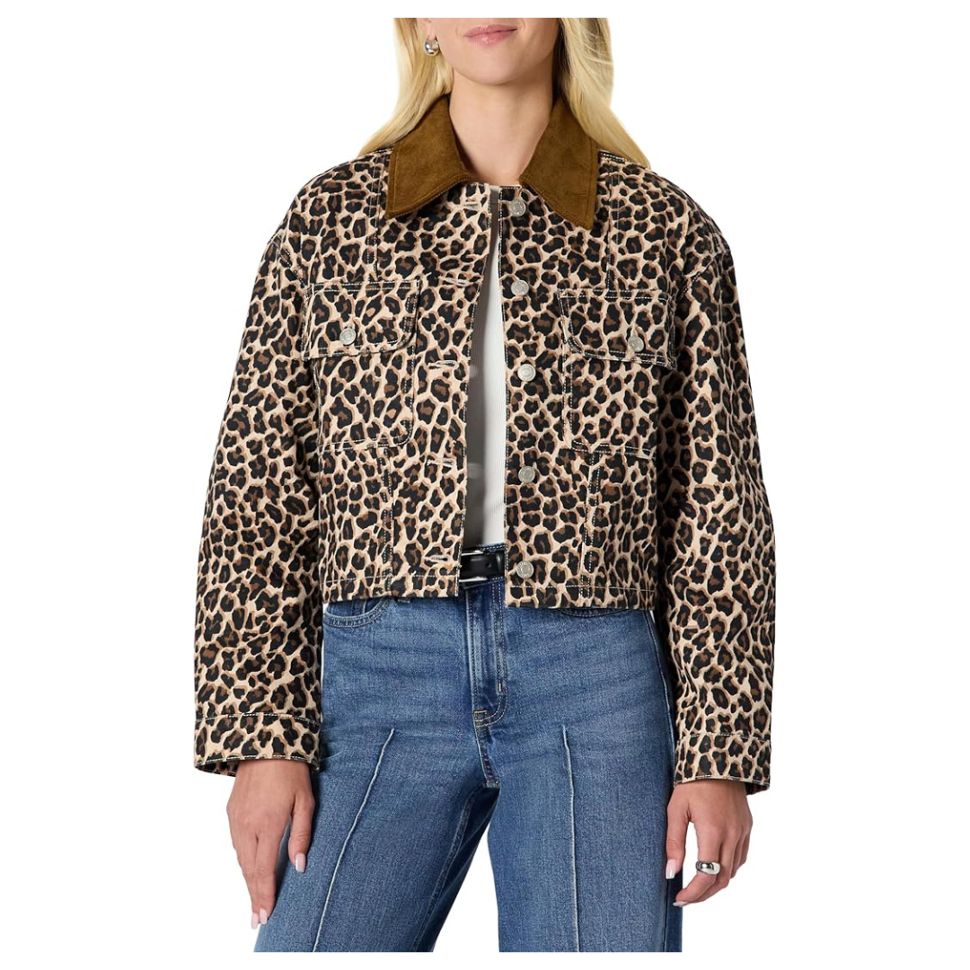 Amazon Essentials Women's Oversized-Fit Cropped Denim Jacket