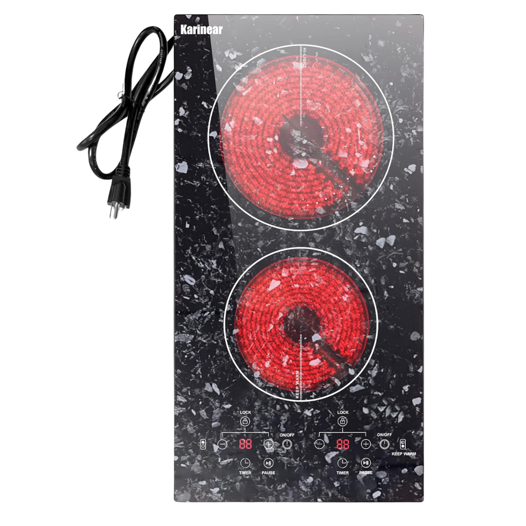 Karinear 12'' 2 Burners 110V Portable Electric Cooktop