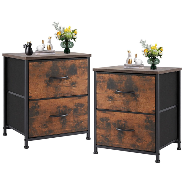 Set Of 2 Sweetcrispy 20" Nightstand With 2 Storage Drawers