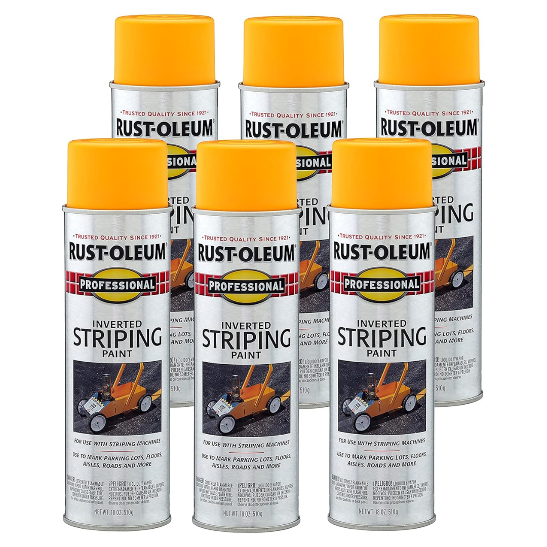 6-Pack 18oz Rust-Oleum Professional Inverted Striping Spray Paint