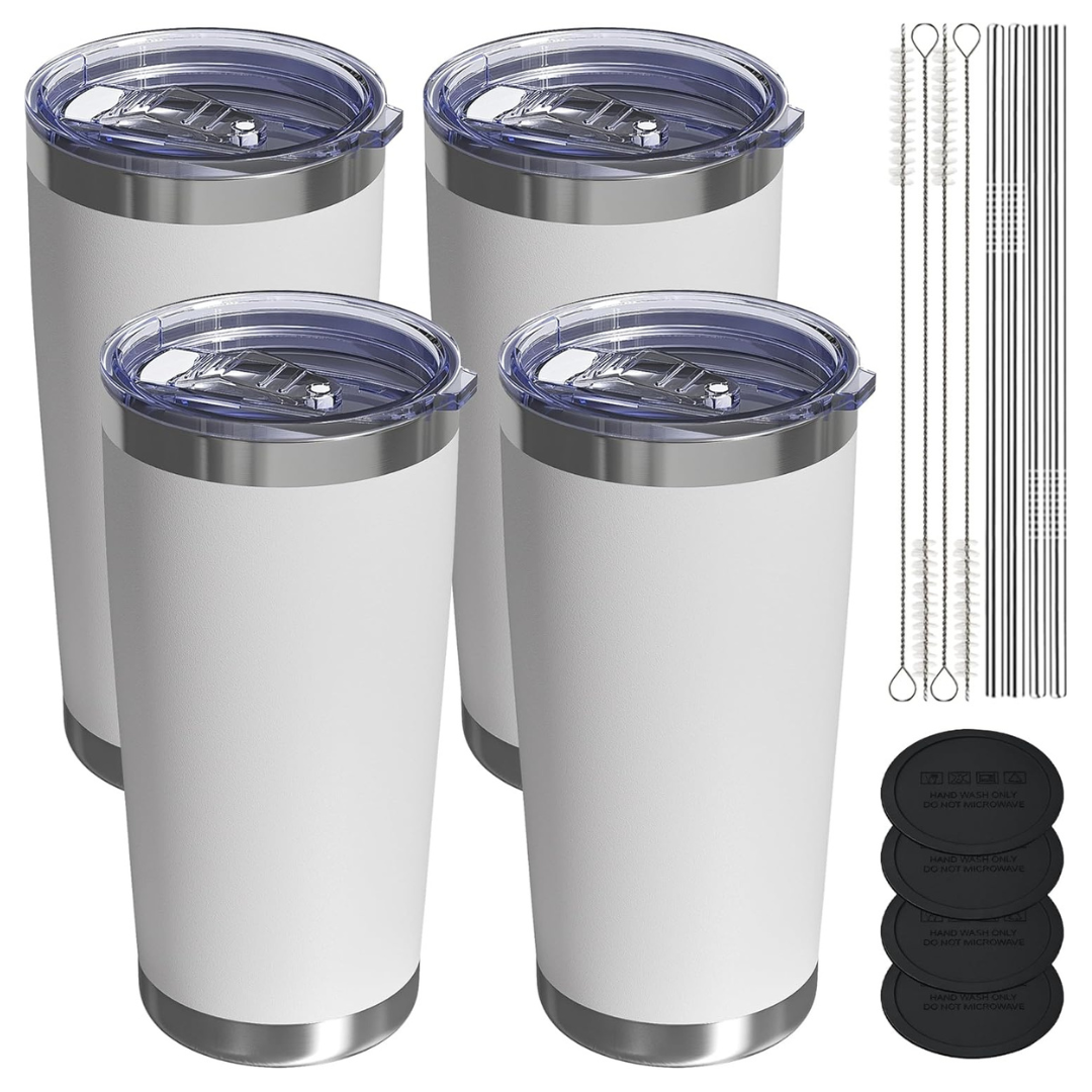 4-Pack 20oz Leakproof Travel Coffee Tumbler With Lid And Straw