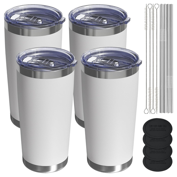 4-Pack 20oz Leakproof Travel Coffee Tumbler With Lid And Straw
