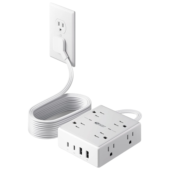 Surge Protector Power Strip 10' Extension Cord With Multiple Outlets