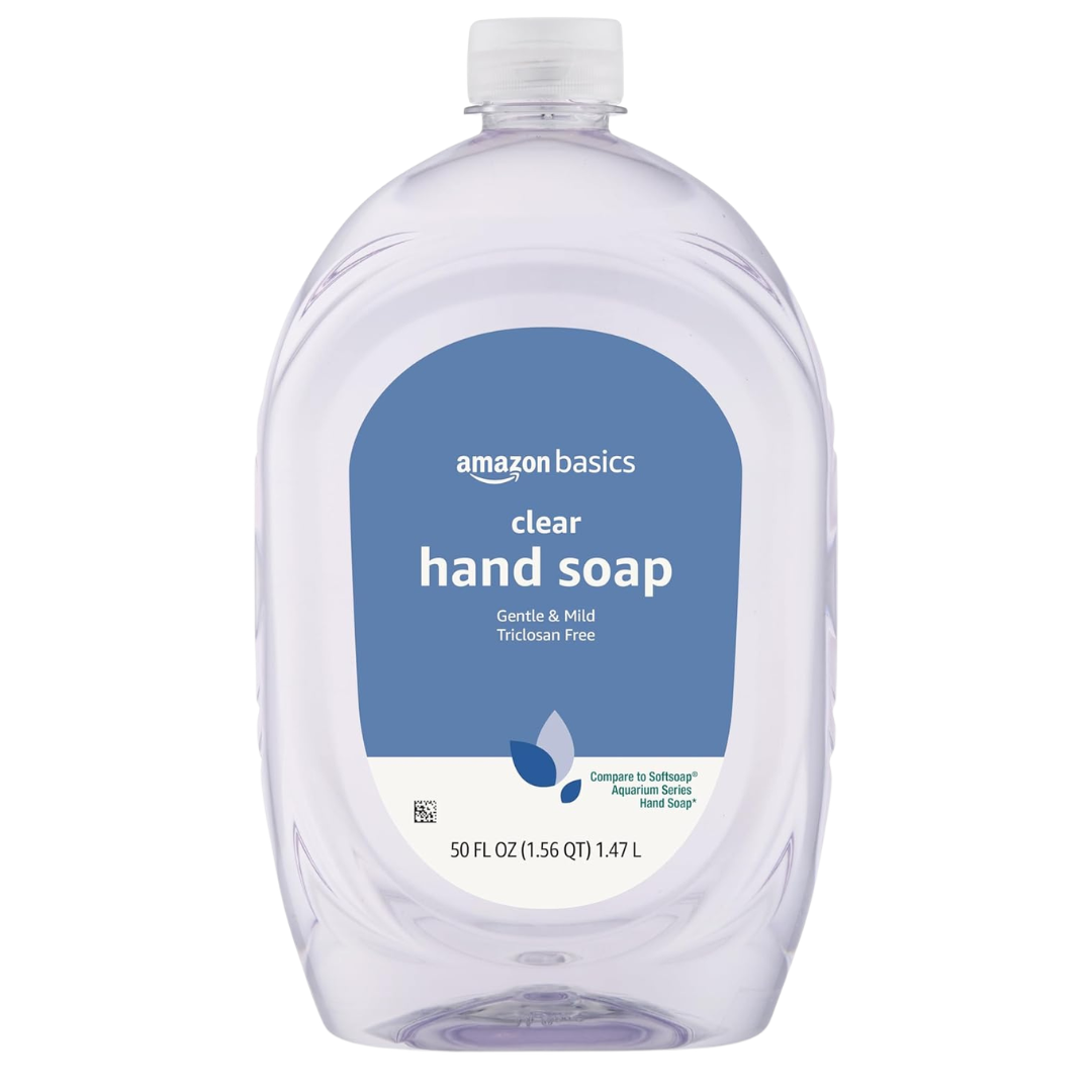 Amazon Basics Gentle & Mild Clear Liquid Hand Soap Refill, 56 fl Oz