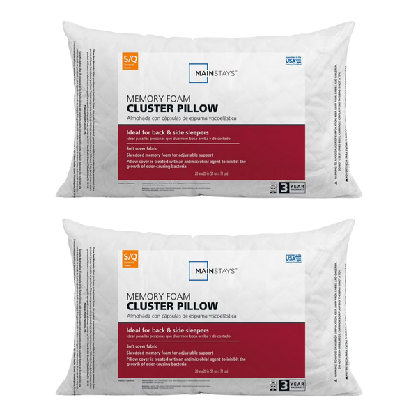 2-Pack Mainstays Queen Memory Foam Cluster Bed Pillow