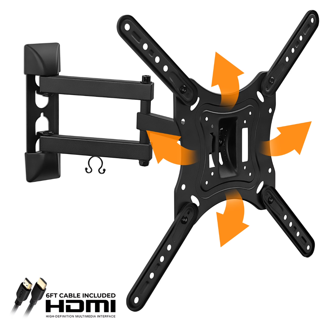 Full Motion TV Wall Mount With Swivel Arm For 28"-55" Flat Screen TVs