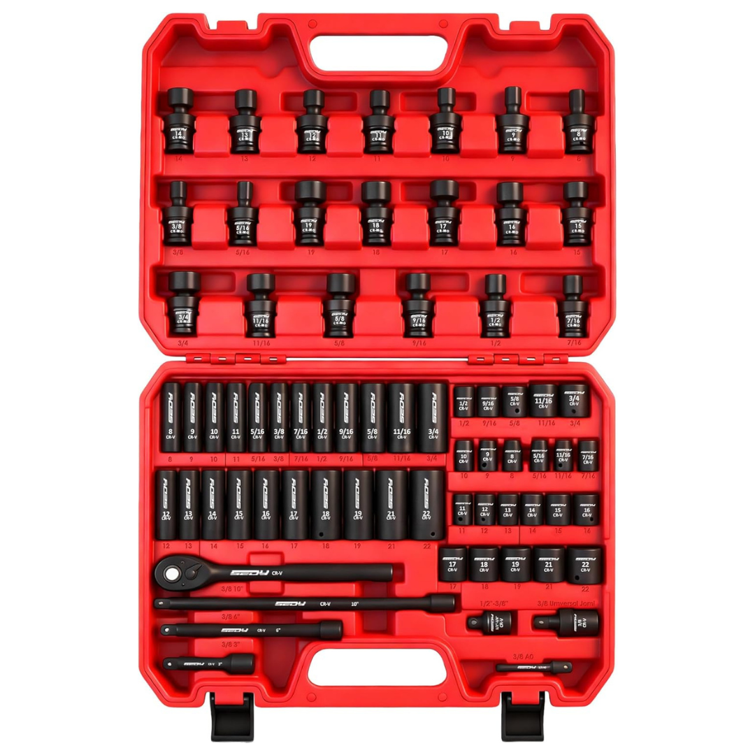 71-Piece 3/8" Drive Master SAE & Metric Impact Socket Set With Ratchet