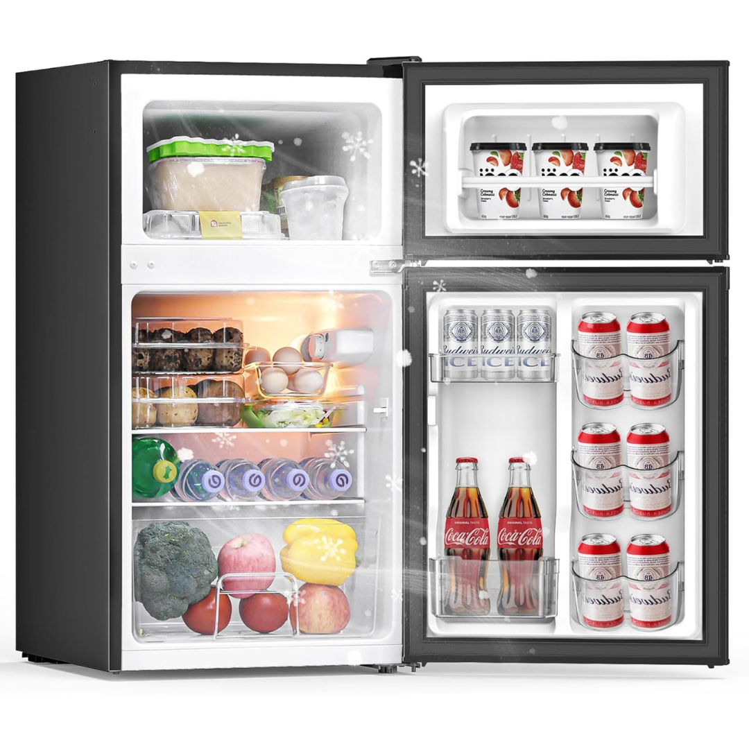 Frostorm 3.2 Cu. Ft. Double Door Mini Fridge With Freezer