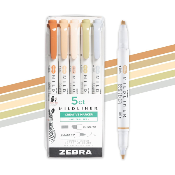 5-Pack Zebra Pen Mildliner Double Ended Highlighter Set