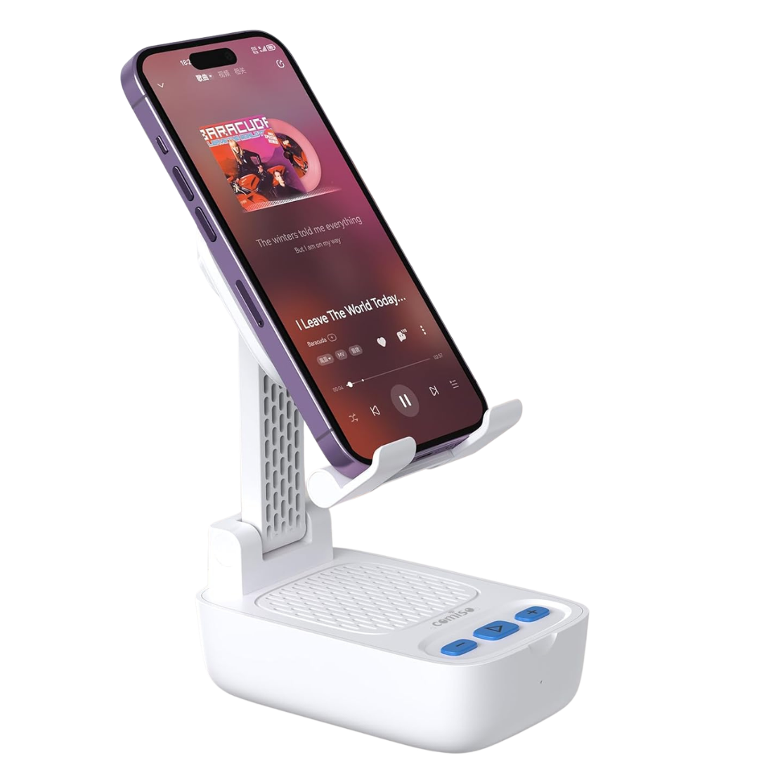Cell Phone Stand With Wireless Bluetooth Speaker