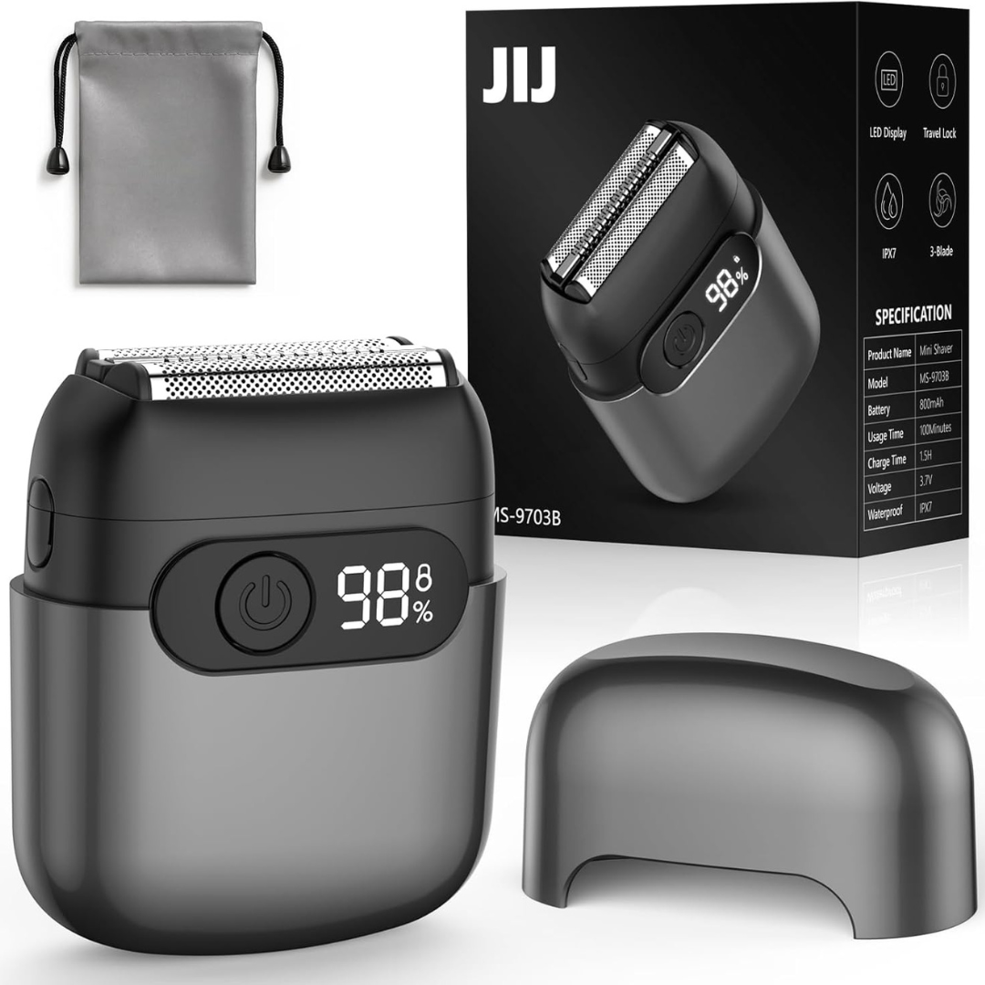 Men's IPX7 Waterproof Wet/Dry Mini Electric Razor With 3 Floating Blades