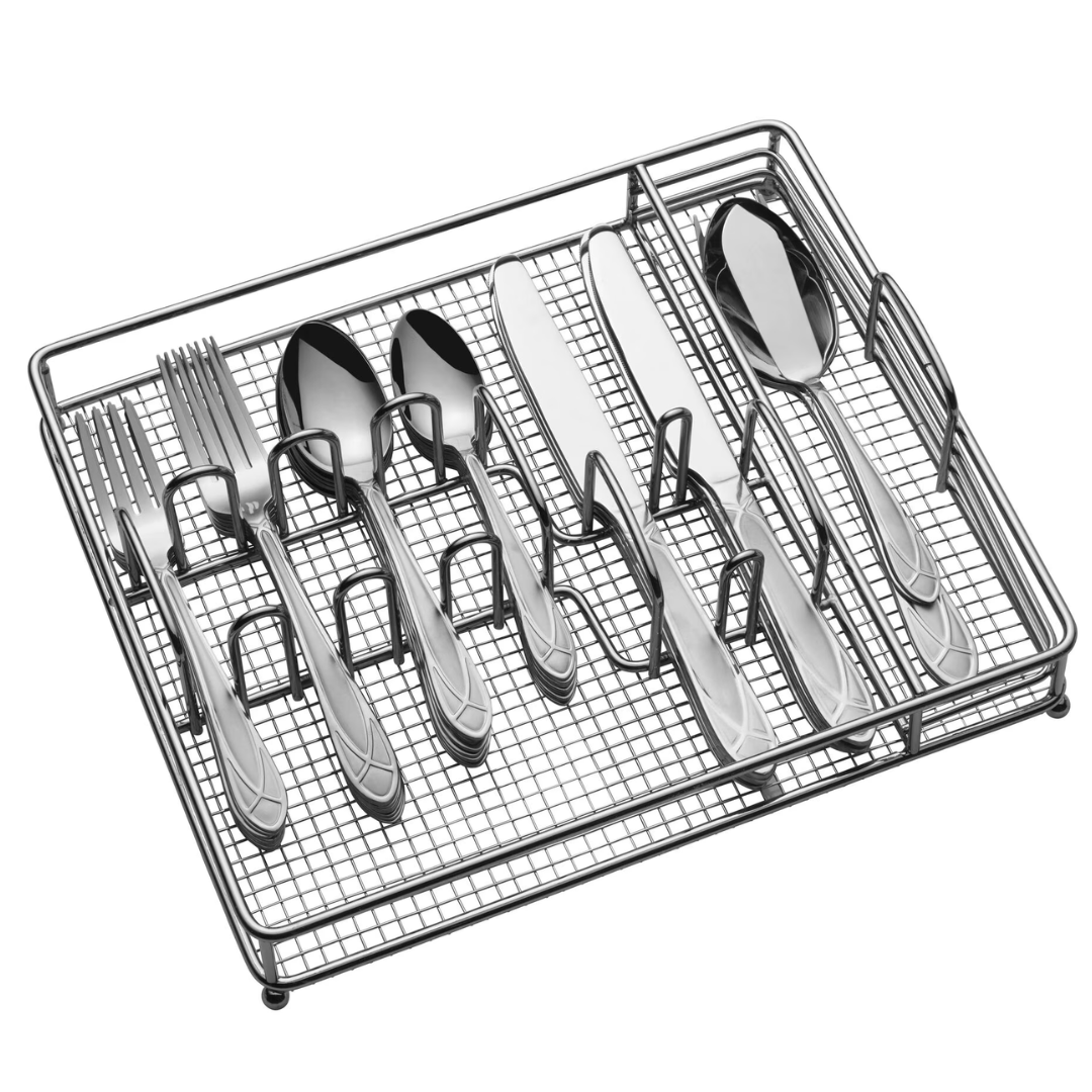 42-Piece Pfaltzgraff Mirage Frost Flatware Set w/ Caddy