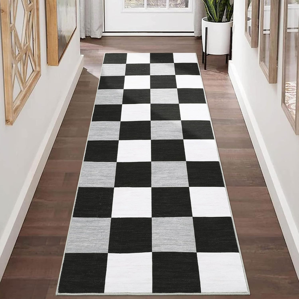 GarveeHome 2Ft x 6Ft Ultra-Thin Plaid Runner Rugs