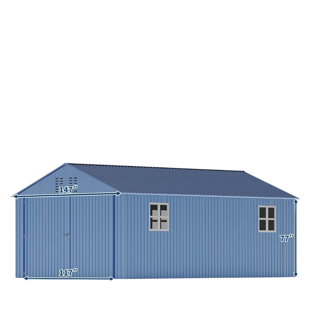GarveeLife 12Ft x 20Ft Metal Enclosed Carport With Steel Roof