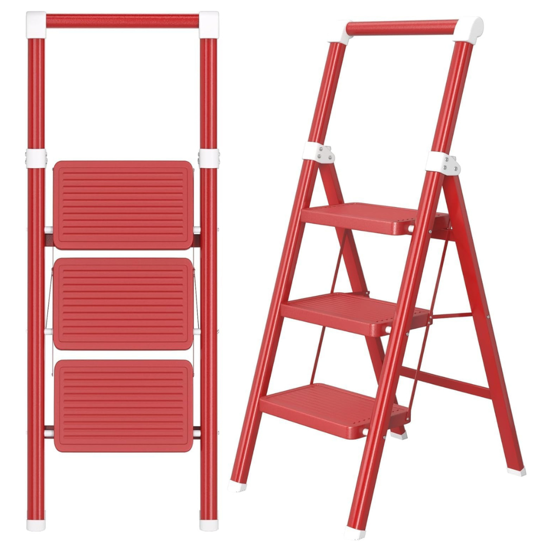 3 Step Ladder Foldable Stool With Wide Non-Slip Pedal