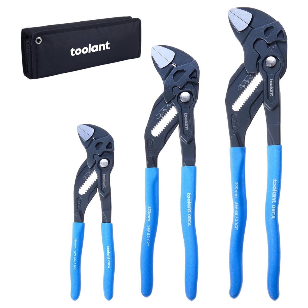 Toolant 7"/10"/12" CR-V Construction Pliers Wrench Set W/Pouch