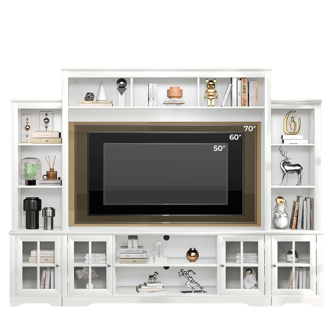 65.7" Modern Large Wall Unit Entertainment Center With Storage