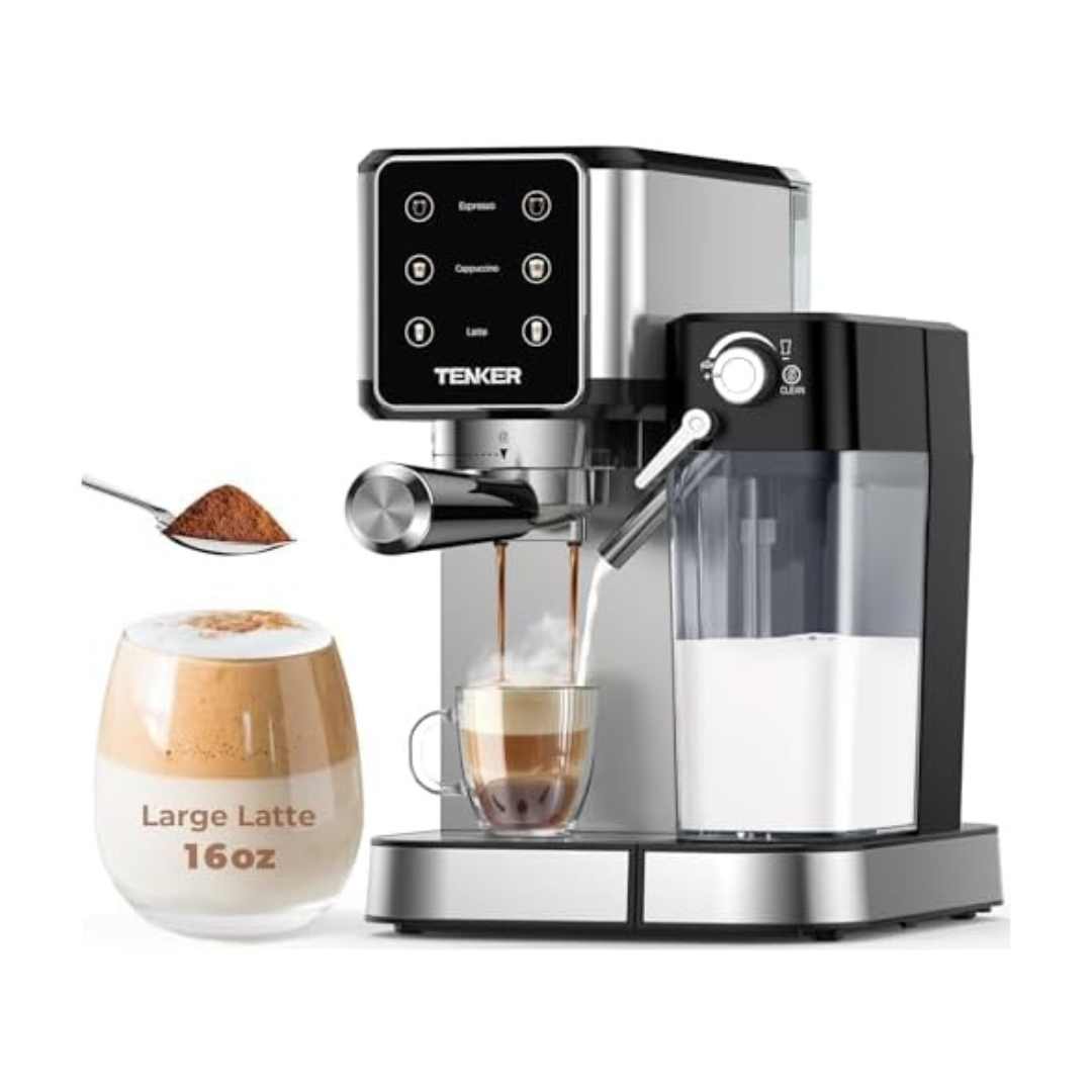 20-Bar Stainless Steel Espresso Machine With Milk Frother