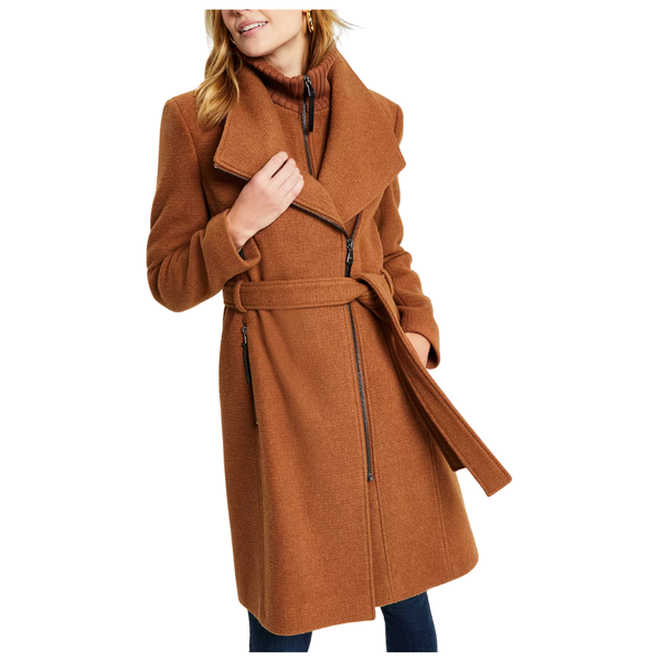 Calvin Klein Womens Wool Blend Belted Wrap Coat (Various)