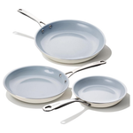 3-Pieces Ceramic Frying Pan Set With Stainless Steel Handles