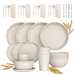 48-Piece Wheat Straw Unbreakable Dinnerware Set