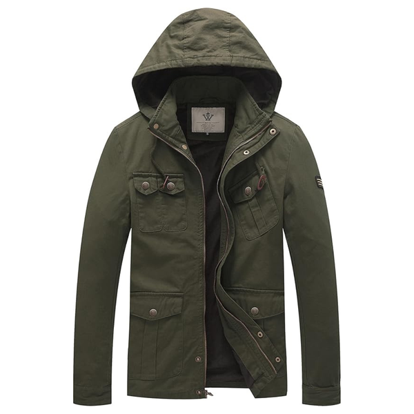 Men's Canvas Cotton Hooded Military Jacket (Various)