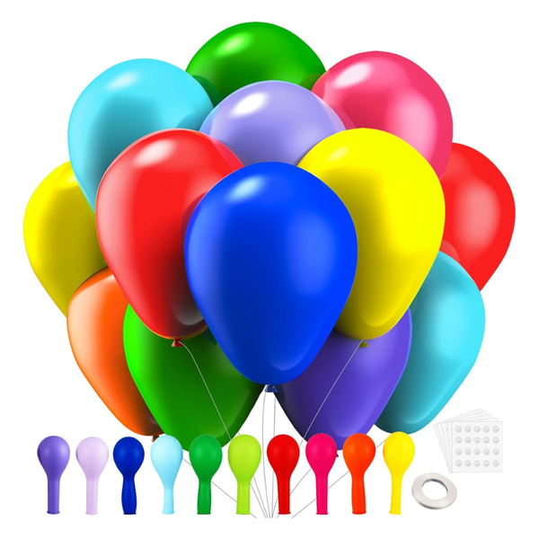 105-Piece 12" Assorted Rainbow Latex Balloons