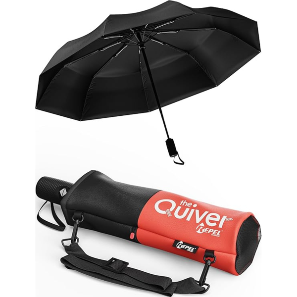 Repel Windproof Auto Folding Travel Umbrella W/ Case