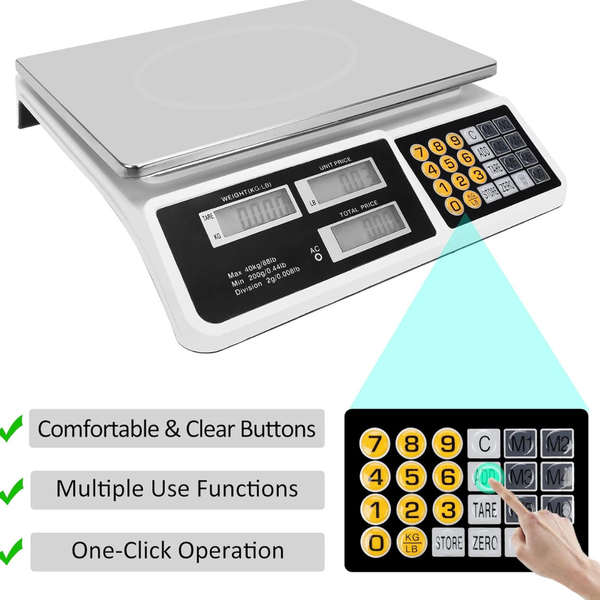 88lb/40kg Digital Price Computing LCD Commercial Food Scale