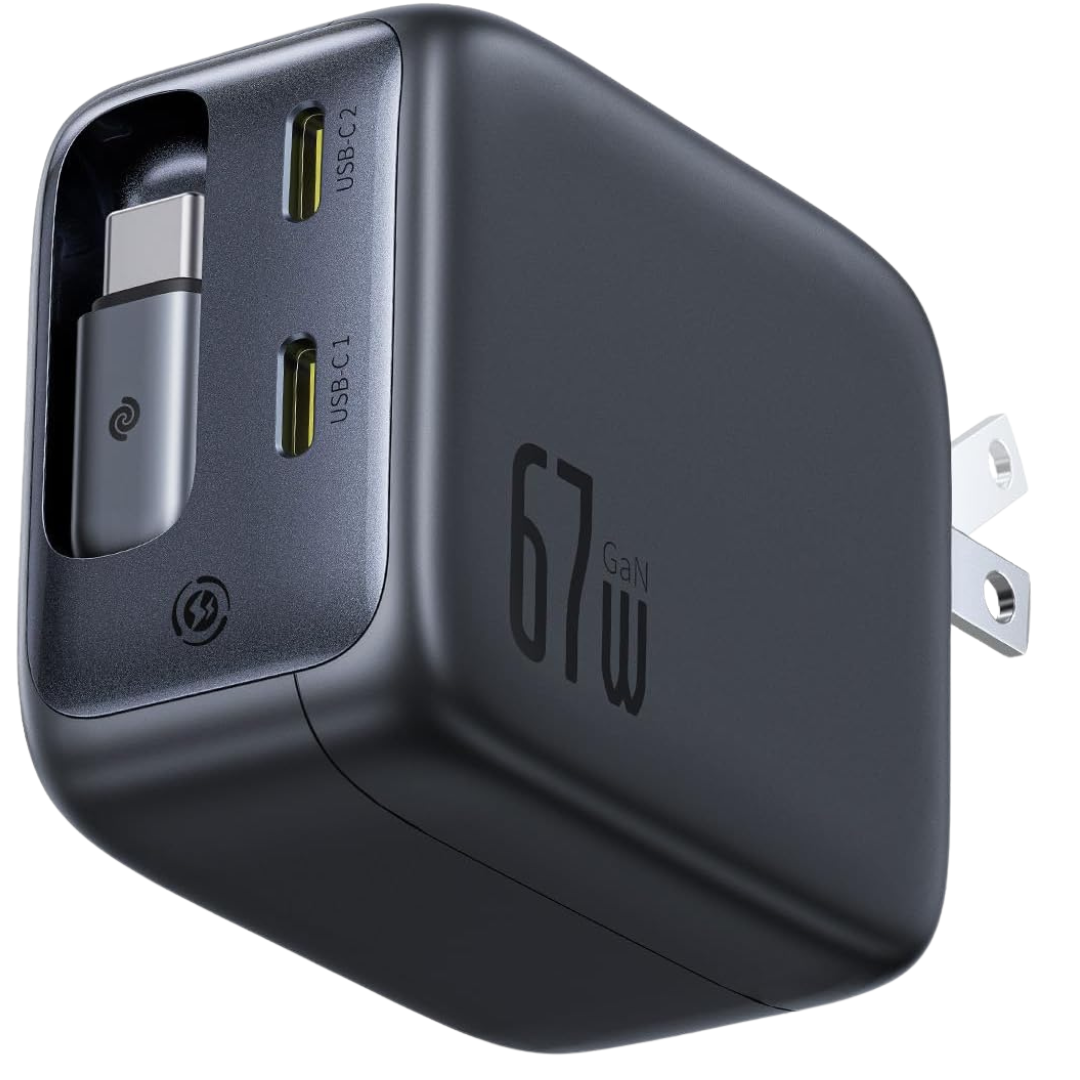 67W Baseus Enercore CJ11 Foldable USB-C Charger W/ Retractable Cable