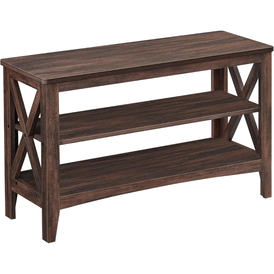 Vasagle 2-Tier Farmhouse Style Entryway Storage Bench