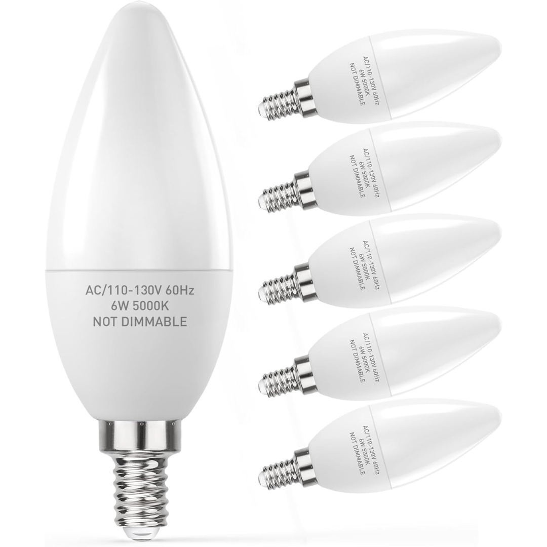 6-Pack Partphoner 6W E12 LED Candelabra Bulbs