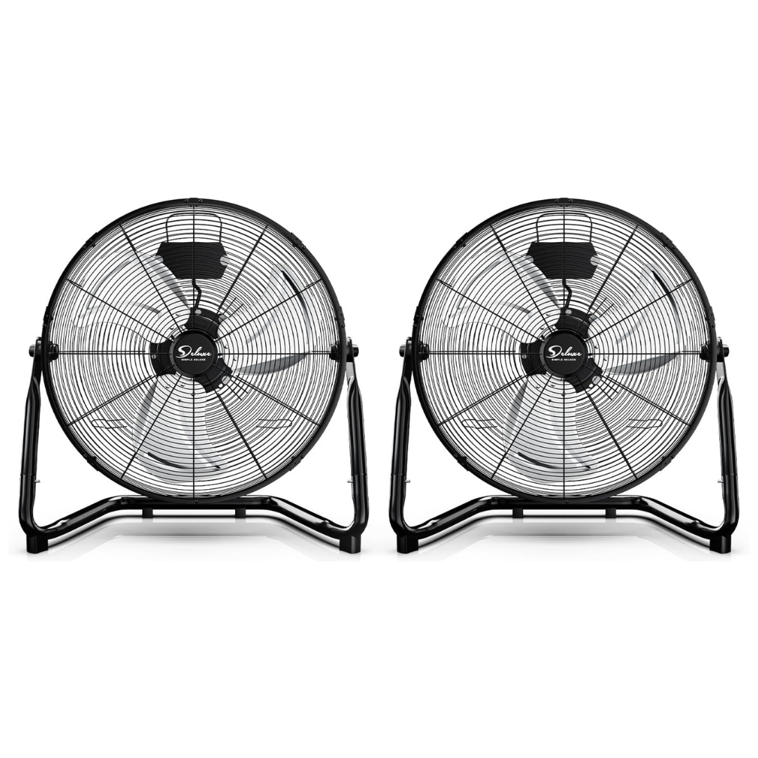 2-Pack Simple Deluxe 18 Inch 3-Speed High Velocity Floor Fan