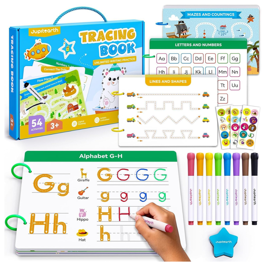 56-Piece Reusable Preschool Learning Activities Kit