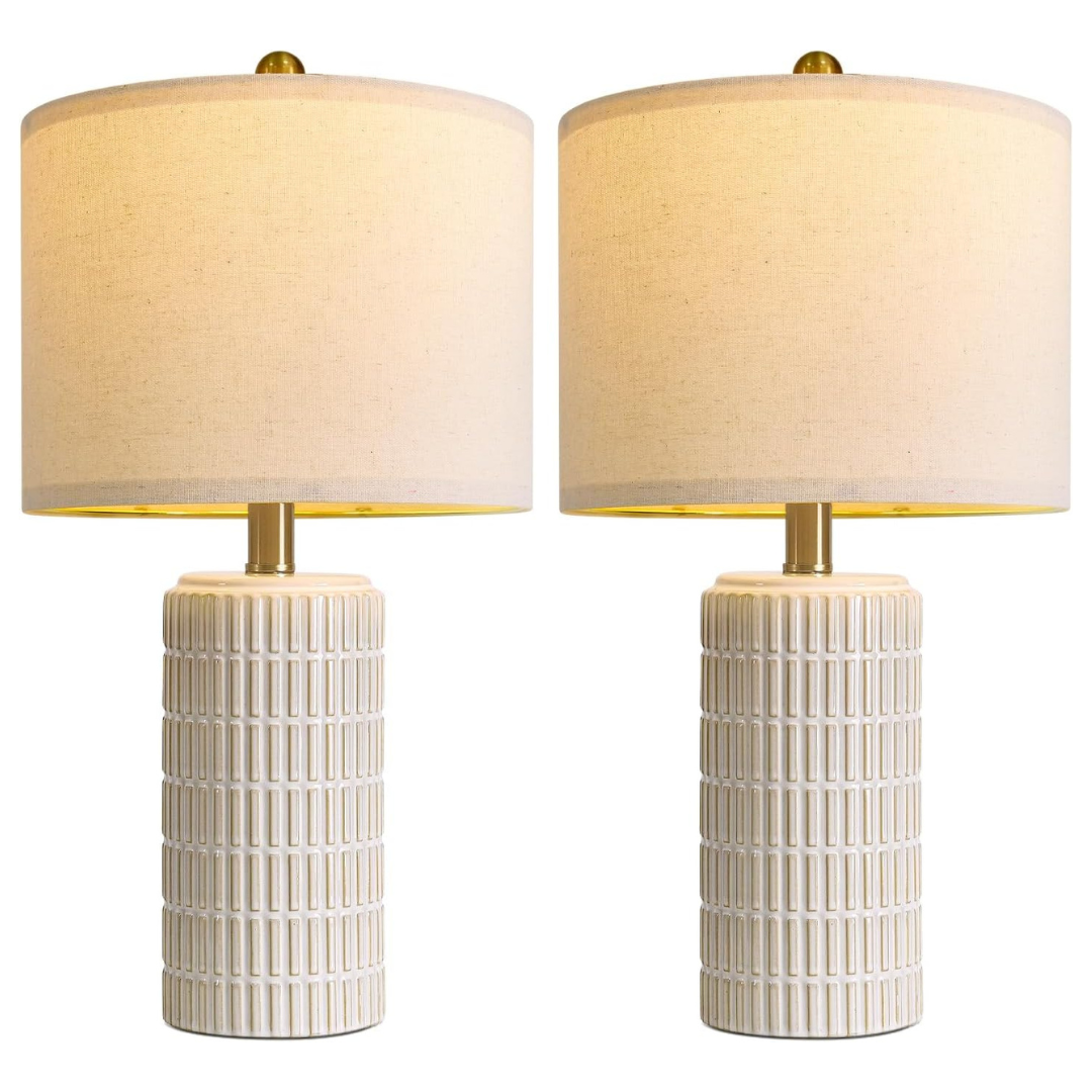 Set Of 2 PoKat 20.75" Small Modern Ceramic Table Lamps