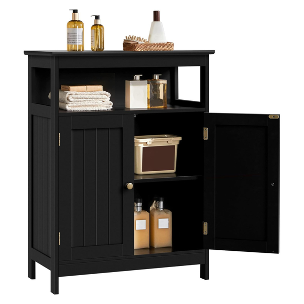 Bathroom Wooden Free Standing Storage Organizer With 2 Doors