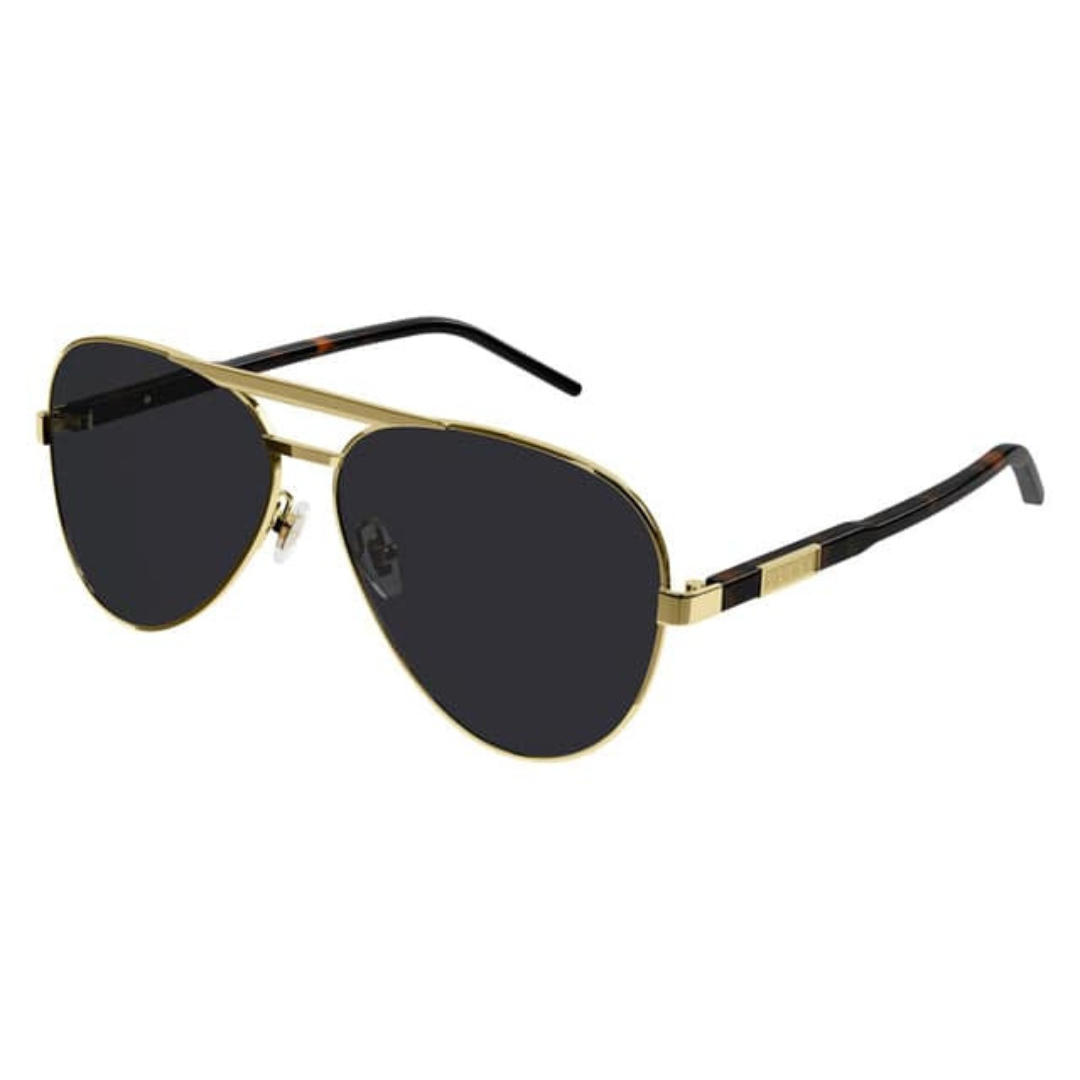 GUCCI GG1163S 001 Men's Aviator Sunglasses (Black / Gold)
