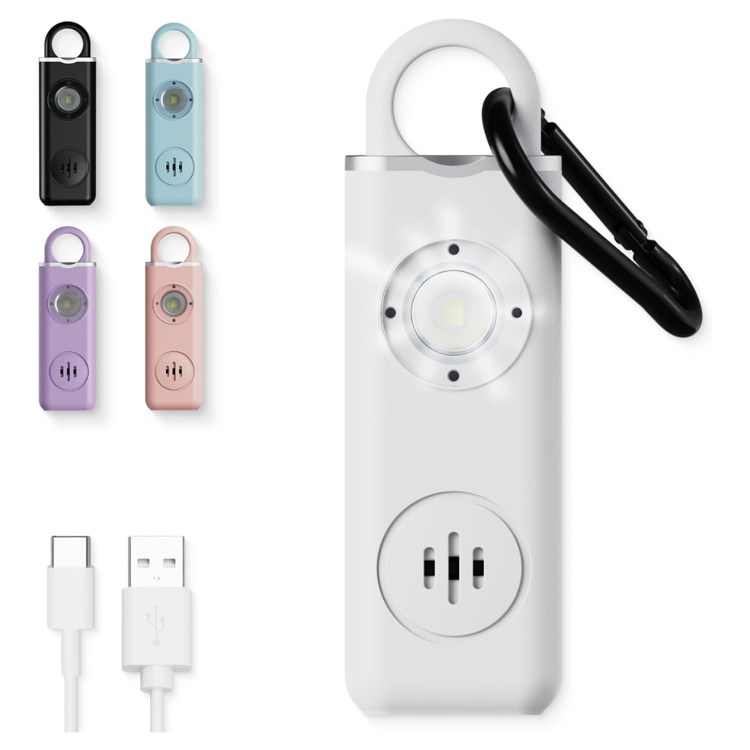USB-C Rechargeable Panic Siren Keychain With LED Light (4 Colors)