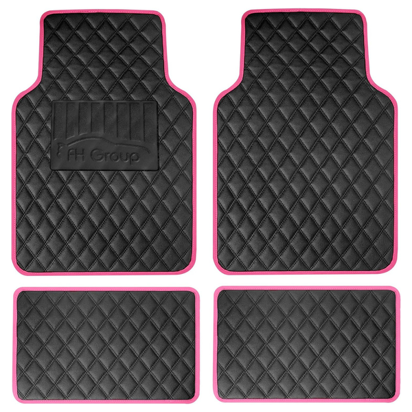Universal Fit Diamond Pattern Faux Leather Car Floor Mats