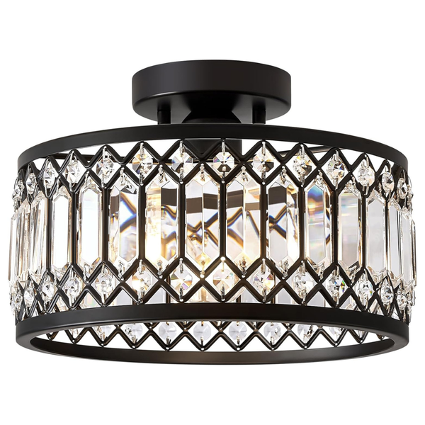 Modern Semi Flush Mount Crystal Ceiling Light Fixture