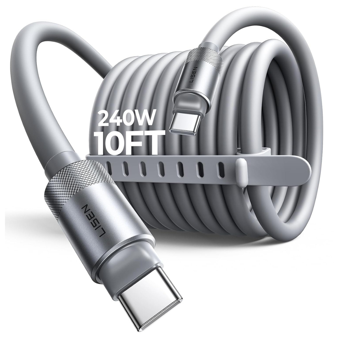 10-Ft LISEN 100W Silicone USB-C To USB-C Fast Charging Cable