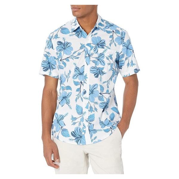 Amazon Essentials Men's Slim-Fit Short-Sleeve Print Shirt