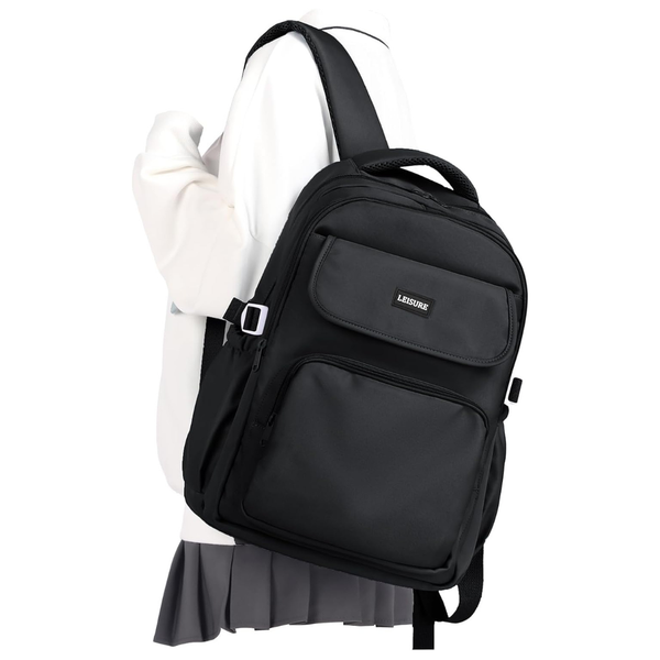 Simple Aesthetic Lightweight Waterproof Black Backpacks