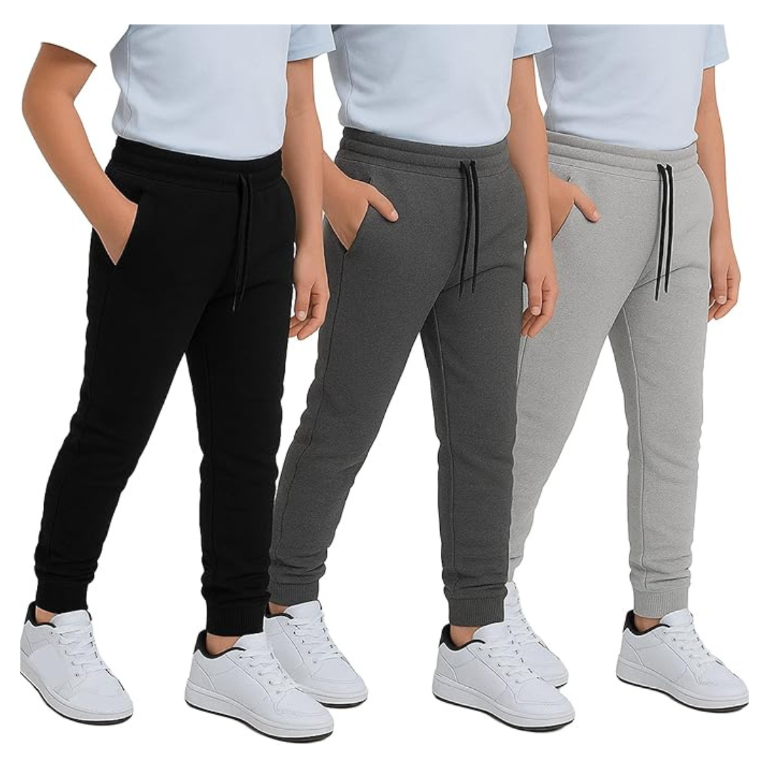 3-Pack Boys Sweatpants With Elastic Bottom