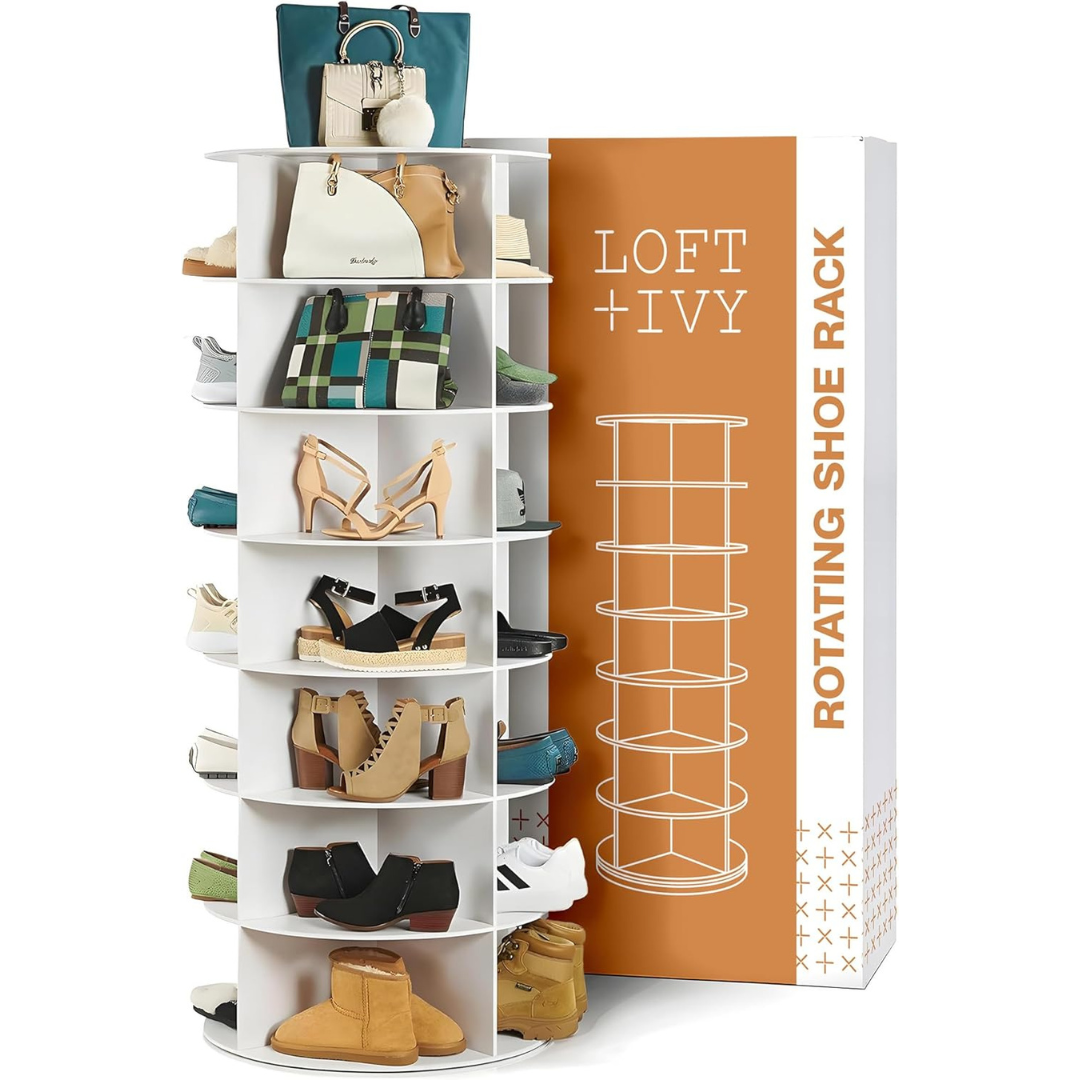 Loft + Ivy 360 Spinning Shoe Rack Organizer