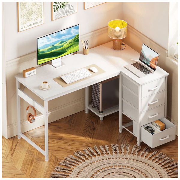 Casacomoda 48" Computer Desk With 4 Fabric Drawers