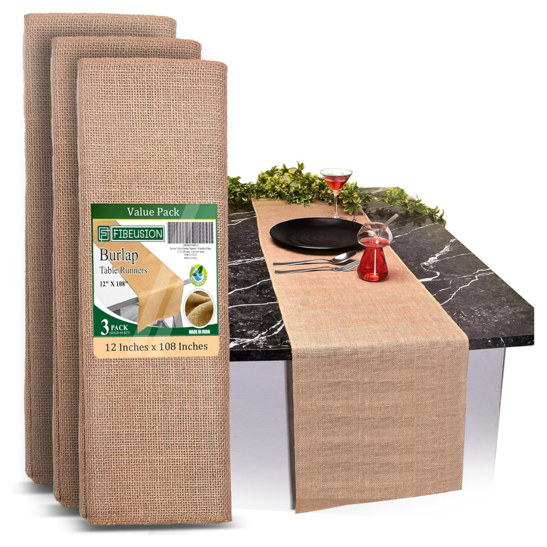 3-Pack 12"x 108" Burlap Table Runners