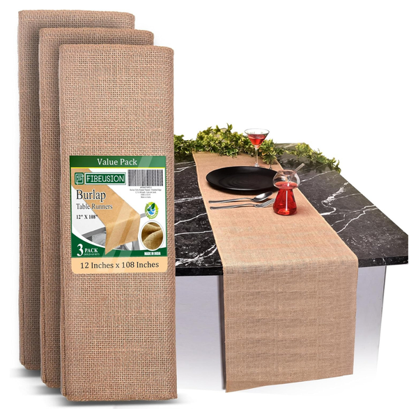 3-Pack 12"x 108" Burlap Table Runners