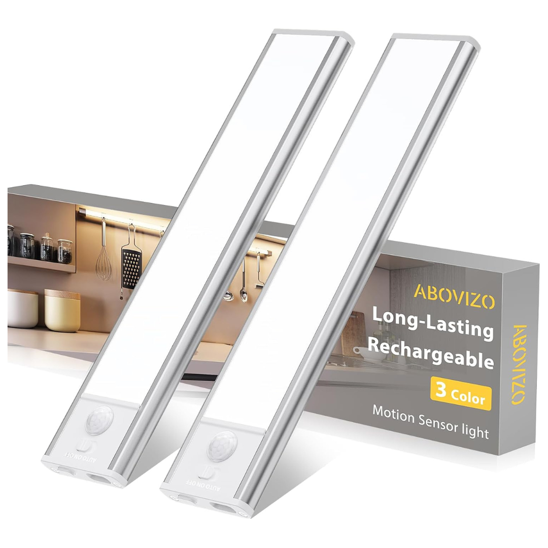 2-Pack 10" Battery Operated Motion Sensor LED Under Cabinet Lighting