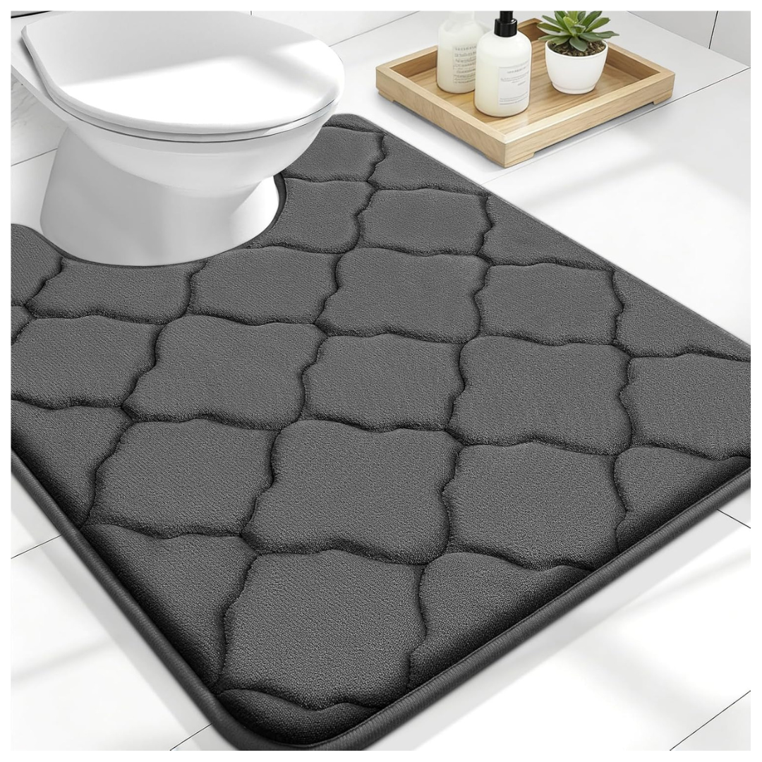 24" x 20" U Shaped Memory Foam Toilet Rug